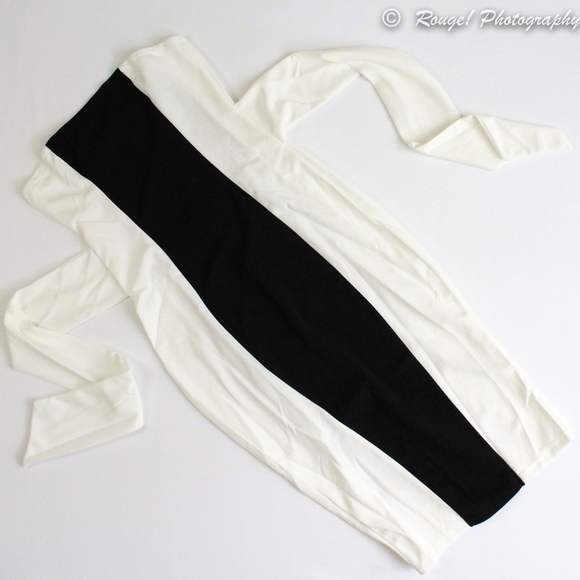 Strapless Color Block Self Tie Bodycon Midi Dress - Picture 4 of 8